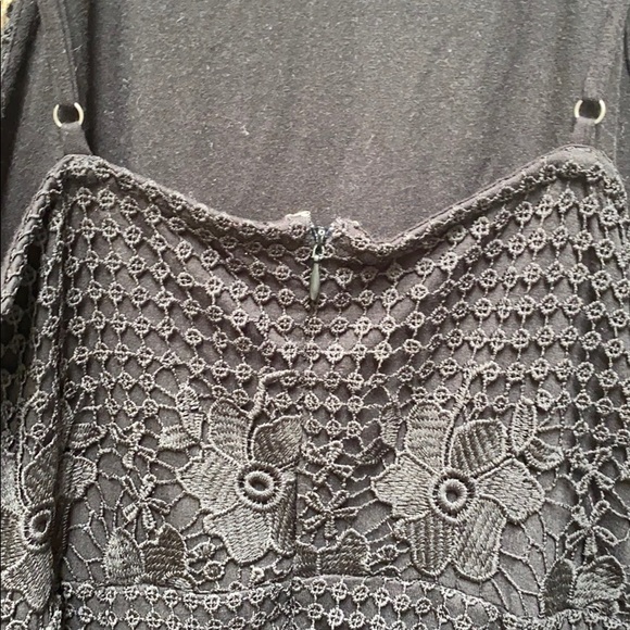 Black mini dress with crochet overlay Sz. S. - Picture 5 of 5